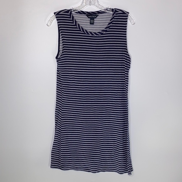 Nautica Blue & White Stripped Dress Small - Picture 1 of 8